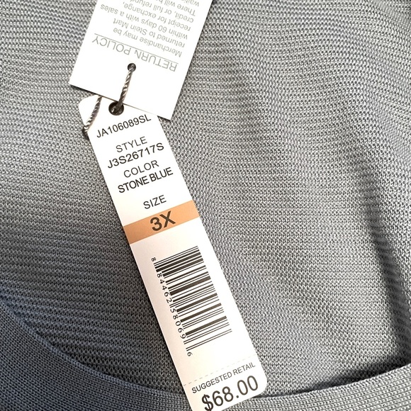 Joseph A | NWT Elevated Stone Blue Flutter Sleeve Cold Shoulder Tunic Sweater - Picture 5 of 13